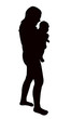 © turkishblue - a young mother and baby together, silhouette vector