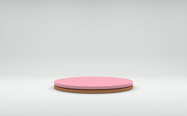 Fototapete - Minimalistic showcase with empty space. Design for product presentation in trendy, pink 3d