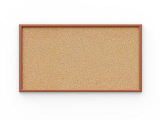 Wall Mural - Empty cork board (noticeboard) isolated on white. Mockup template - 3D rendering