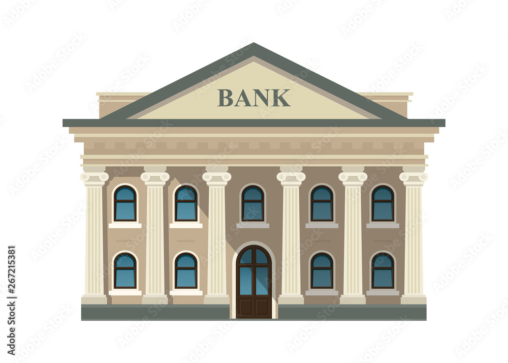 Bank building facade, university or government institution isolated on ...
