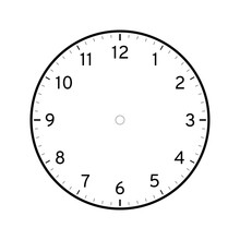 Empty Printable Clock Face Template Isolated On White Background