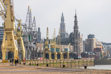 Canvas Print - antwerp belgium urban harbor cityscape