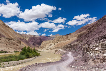 Wall Mural - Roads of Ladakh, India. Mountain road in Himalaya mountains