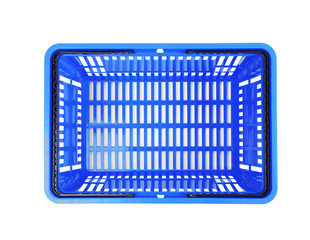 Wall Mural - Plastic shopping basket on white background, top view