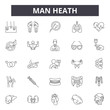Man heath line icons, signs, vector set, outline concept, linear illustration