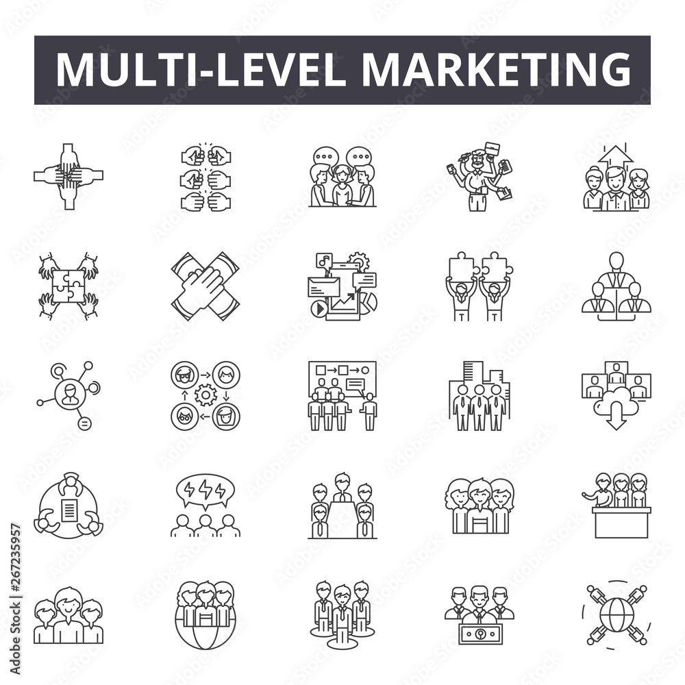 Multi-level marketing line icons, signs, vector set, linear concept ...