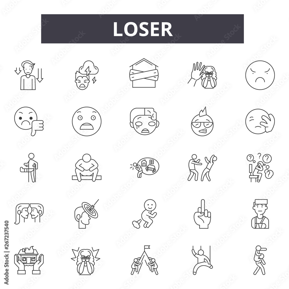 Loser line icons, signs, vector set, outline concept, linear illustration - obrazy, fototapety, plakaty 