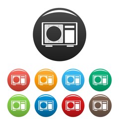 Poster - Outdoor conditioner radiator icons set 9 color vector isolated on white for any design