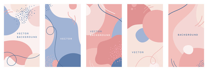 vector set of abstract creative backgrounds in minimal trendy style with copy space for text - desig