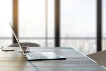 Poster - Closeup of laptop on desk top