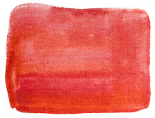 Watercolor Rectangle Stain Red On White Background Isolated