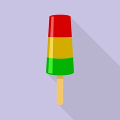 Wall Mural - Red yellow green popsicle icon. Flat illustration of red yellow green popsicle vector icon for web design