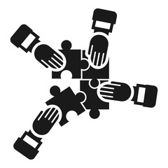 Poster - Man puzzle hand icon. Simple illustration of man puzzle hand vector icon for web design isolated on white background