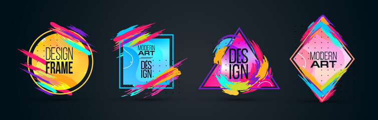 Poster - Vector frame for text Modern Art graphics for hipsters . dynamic frame stylish