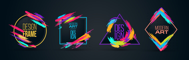 Poster - Vector frame for text Modern Art graphics for hipsters . dynamic frame stylish
