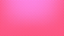 Magenta And Pink Pop Art Background In Retro Comic Style With Halftone Dots, Vector Illustration Of Backdrop With Isolated Dots
