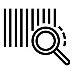Poster - Barcode and magnifying glass icon. Outline barcode and magnifying glass vector icon for web design isolated on white background