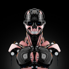 Wall Mural - Mechanical robotic bust, 3d rendering