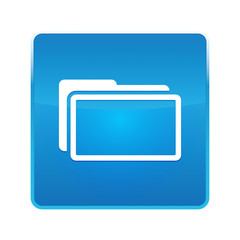 Wall Mural - Folder icon shiny blue square button
