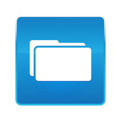 Wall Mural - Folder icon shiny blue square button