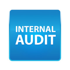 Wall Mural - Internal Audit shiny blue square button