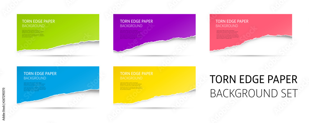 Torn edge paper background set. Colorful vector templates. Stock Vector ...