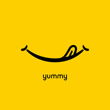 Yummy Face Smile Delicious Icon Logo. Yummy Tongue Emoji Tasty Or Hungry Mouth Smile