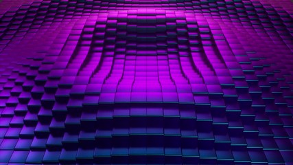 Poster - abstract ultraviolet cubic surface in motion. seamless loop 3d animation of cubes moving up and down
