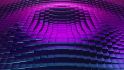 Poster - abstract ultraviolet cubic surface in motion. seamless loop 3d animation of cubes moving up and down