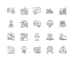 Corporate insurance line icons, linear signs, vector set, outline concept illustration