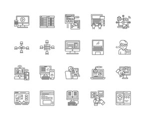 Fototapete - Domain line icons, linear signs, vector set, outline concept illustration