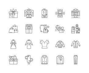 Poster - Fashion store boutique line icons, linear signs, vector set, outline concept illustration