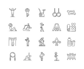 Wall Mural - Gym line icons, linear signs, vector set, outline concept illustration