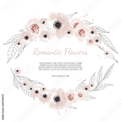floral banner isolated on white background. wedding invitation, posters, save...