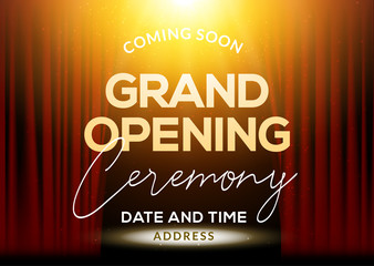 Sticker - Grand Opening ceremony poster concept invitation. Grand opening event decoration party template