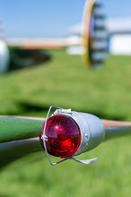 Red Vintage Left Side Aviation Navigation Light On Wing Tip.