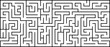 Rectangle labyrinth with entry and exit. Line maze game. Medium complexity. Vector 