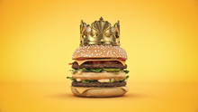 Burger With Crown Isolated. 3d Rendering