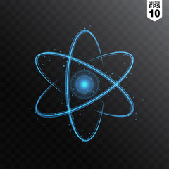 atom design element with blue light effect