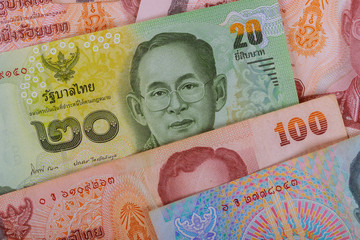 New money banknotes of thailand background baht bill.