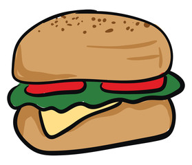 Poster - Image of cheeseburger, vector or color illustration.