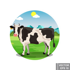 Wall Mural - Cow. Milk. natural product. Household. Bright modern design.