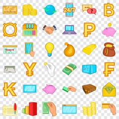 Poster - Credit icons set. Cartoon style of 36 credit vector icons for web for any design