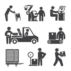 Wall Mural - shipping and delivery service people icons