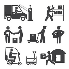 Wall Mural - shipping and delivery service people icons