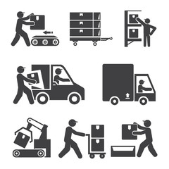 Wall Mural - shipping and delivery service people icons