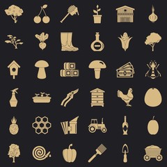 Poster - Land icons set. Simple style of 36 land vector icons for web for any design