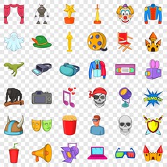 Poster - Cinematography icons set. Cartoon style of 36 cinematography vector icons for web for any design