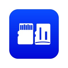 Poster - Both sides of SD memory card icon digital blue for any design isolated on white vector illustration