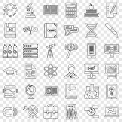 Wall Mural - Teacher icons set. Outline style of 36 teacher vector icons for web for any design